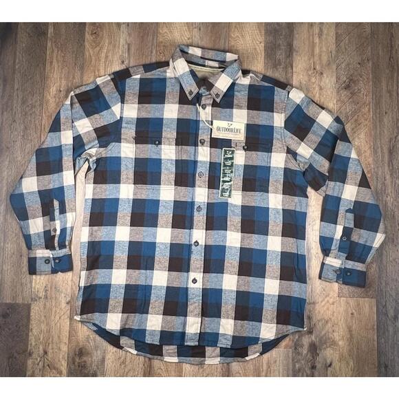 New Sears Outdoor Life Campside Flannel Shirt Size Large NWT Buffalo Plaid Check - Picture 2 of 11